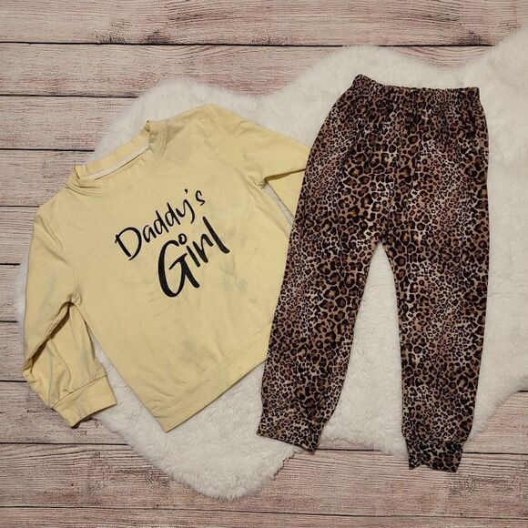 Toddler girl yellow/leopard "Daddy's Girl" pajama set - Picture 1 of 11